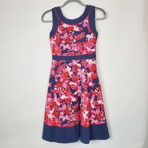 Lands End floral print sleeveless dress